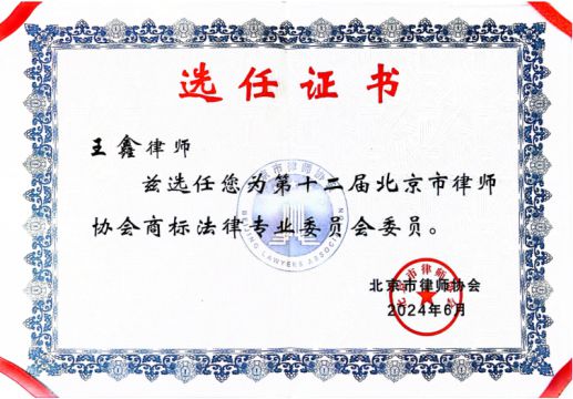 王鑫律师-任北京市律师协会商标法律专业委