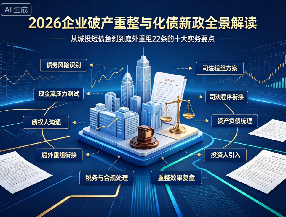 2026企业破产重整与化债新政全景解读:从城投短债急刹到庭外重组22条的十大实务要点(图1) 2026企业破产重整与化债新政全景解读:从城投短债急刹到庭外重组22条的十大实务要点(图1)