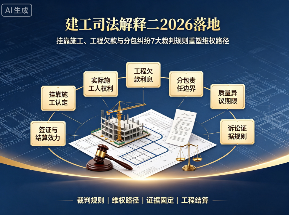 建工司法解释二2026落地：挂靠施工、工程欠款与分包纠纷7大裁判规则重塑维权路径(图1)