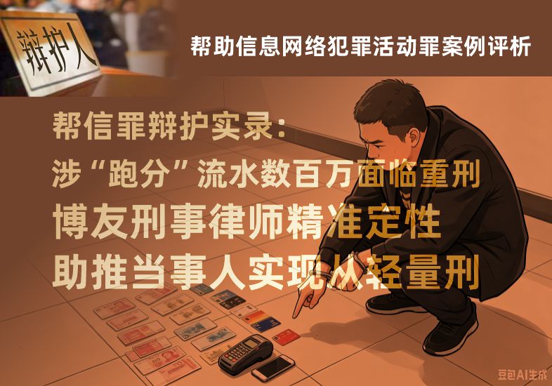 帮信罪辩护实录：涉“跑分”流水数百万面临重刑，博友刑事律师精准定性助推当事人实现